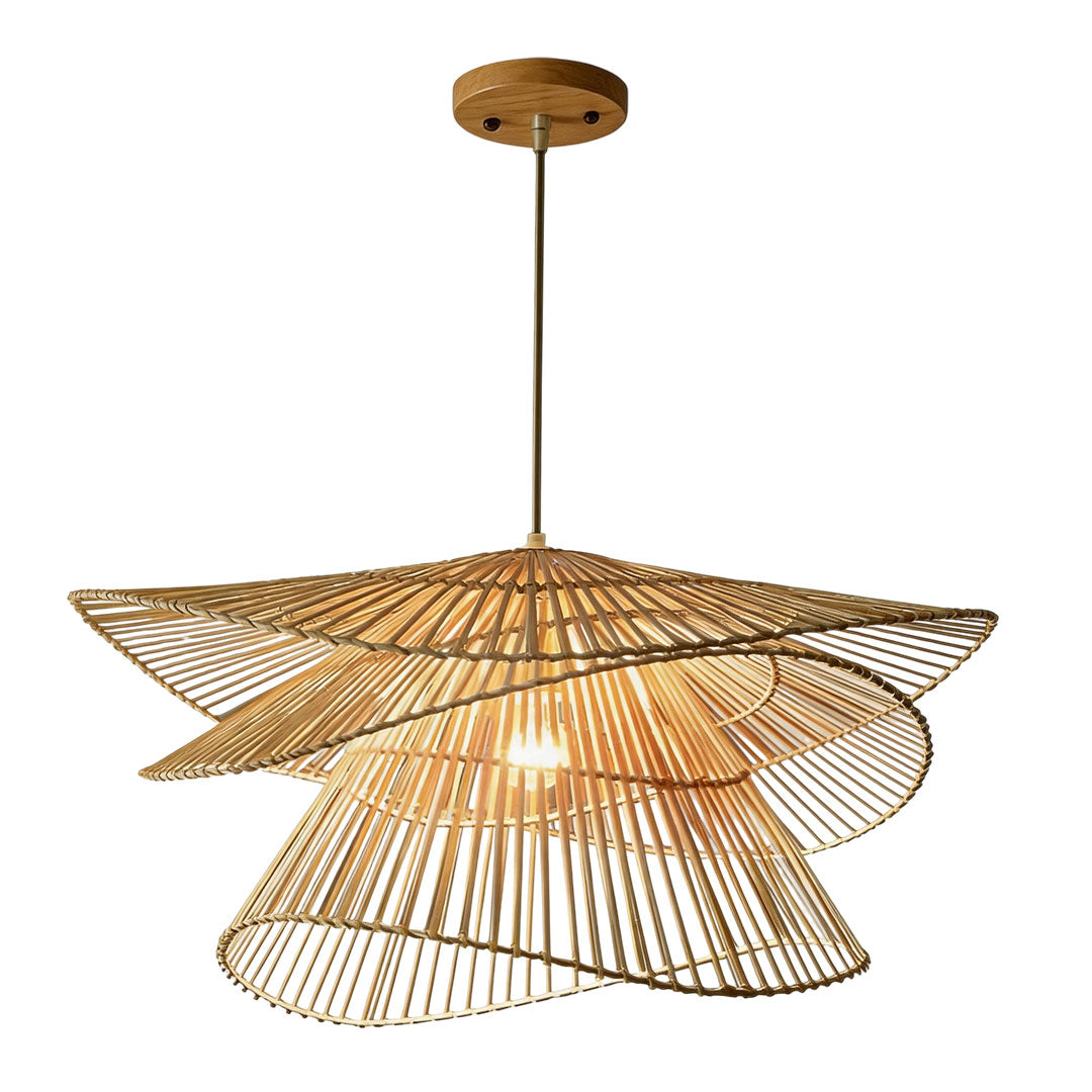 Bamboo pendant light fixtures providing natural style and warm ambient illumination for interior spaces