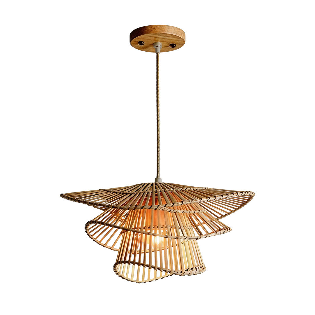 Bamboo pendant light fixtures providing natural style and warm ambient illumination for interior spaces