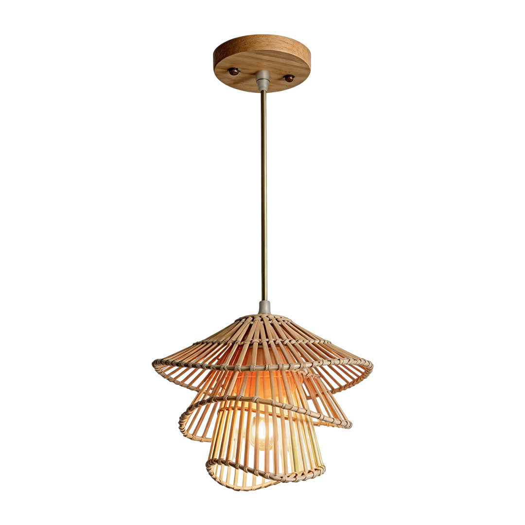 Bamboo pendant light fixtures providing natural style and warm ambient illumination for interior spaces