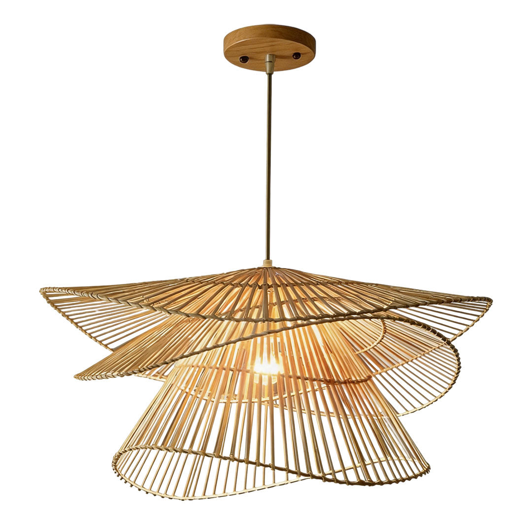 Bamboo pendant light fixtures providing natural style and warm ambient illumination for interior spaces