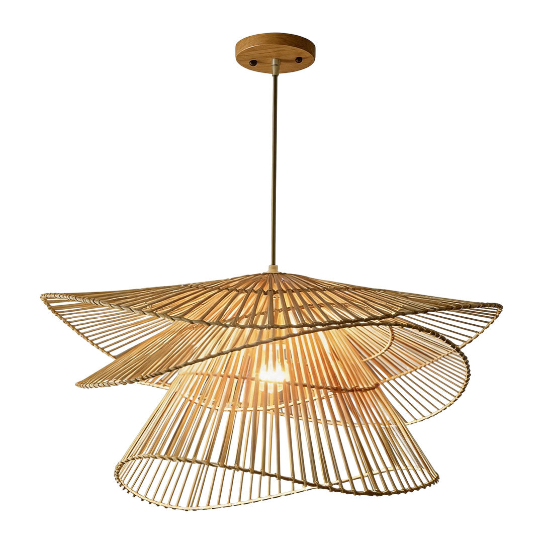 Bamboo pendant light fixtures providing natural style and warm ambient illumination for interior spaces