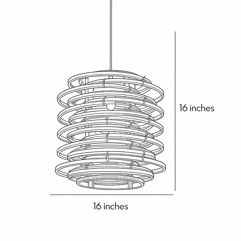 Technical diagram of bamboo pendant lights showing dimensions and installation details.