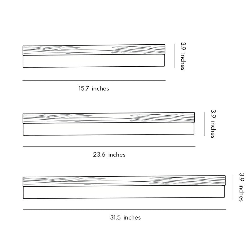 Technical diagram showing dimensions and structure of bath bar vanity light models.