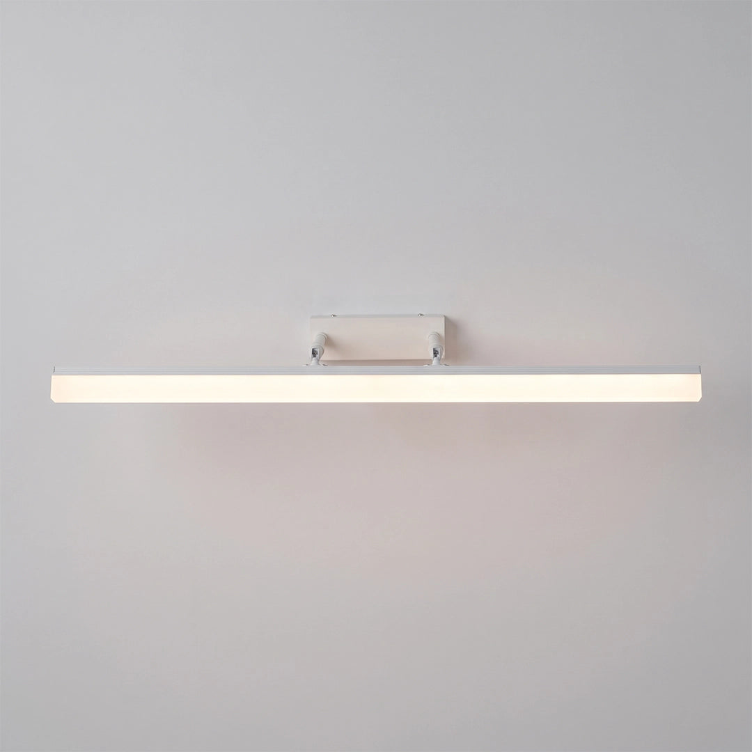 Bathroom vanity lights gold finish with a slim linear bar and warm white diffuser shown from the front.