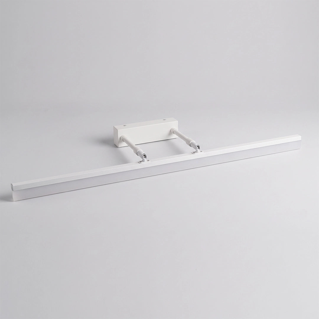 Top view of bathroom vanity lights gold style with a rectangular backplate and slim light bar.