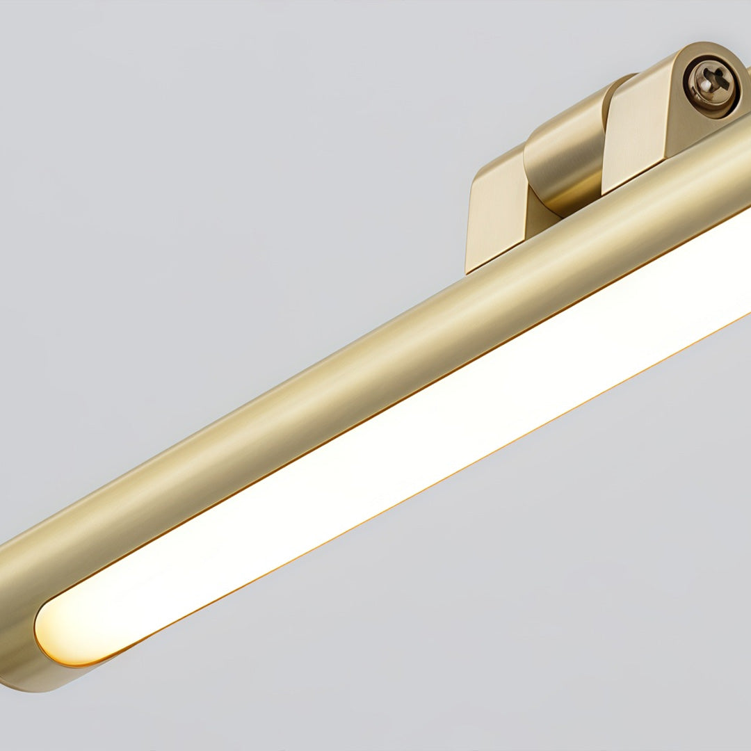 Elegant black bathroom vanity strip light installed above a mirror, creating a sleek and minimalistic look with soft light.