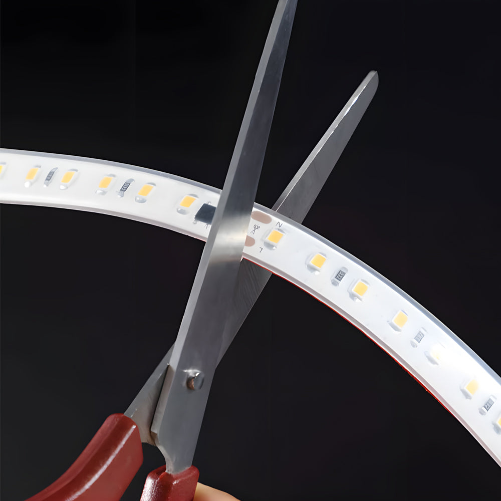 Battery powered LED light strip with connector cables displaying technical wiring configuration
