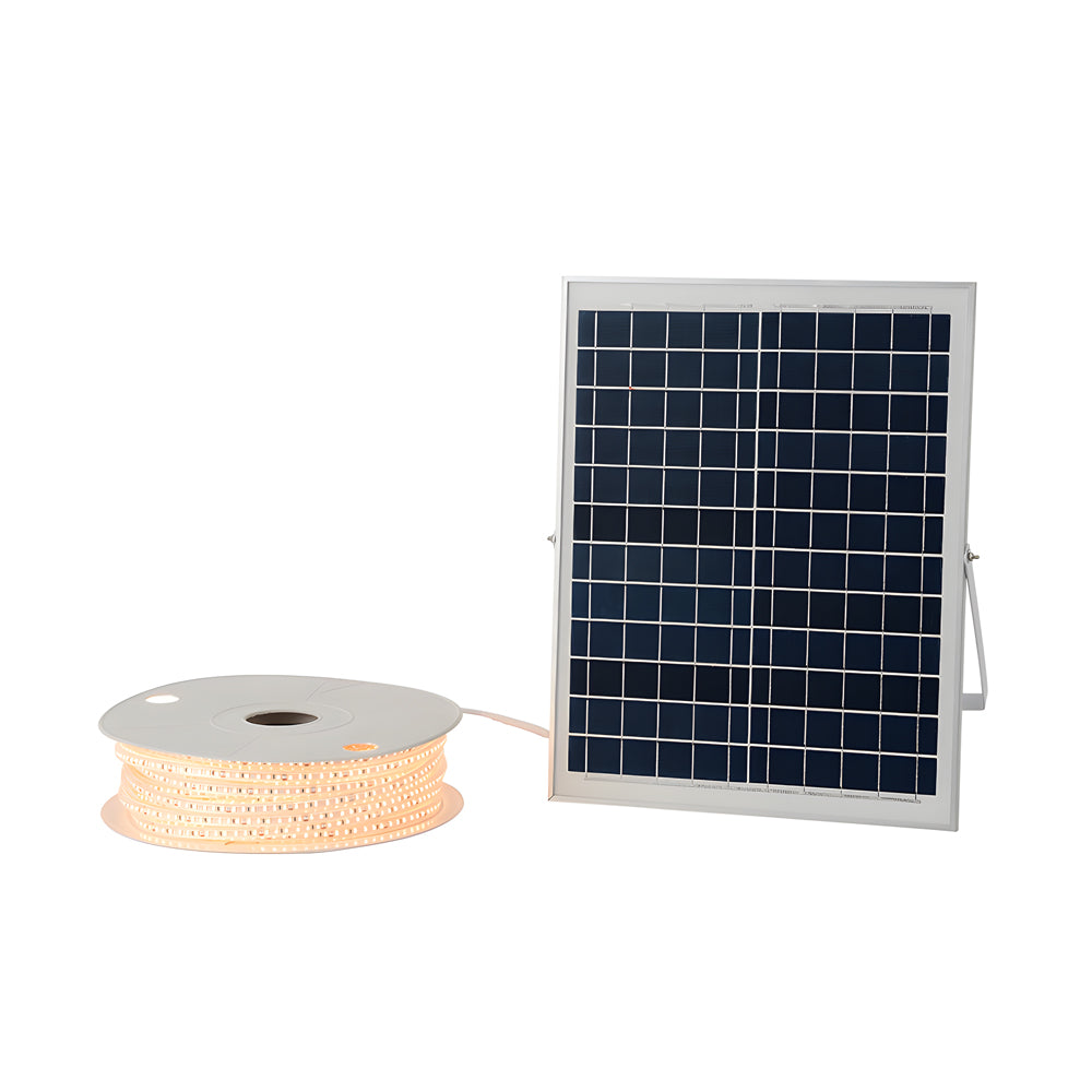 Battery powered LED light strip mounted on wall creating contemporary indoor accent lighting