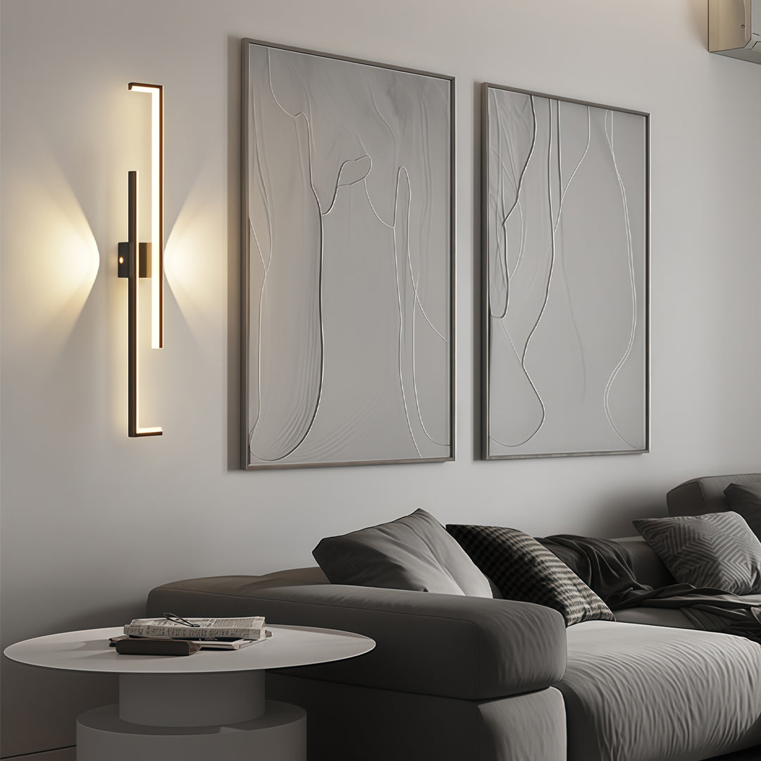 Wall art led lights installed in a bedroom, producing soft ambient accent lighting.