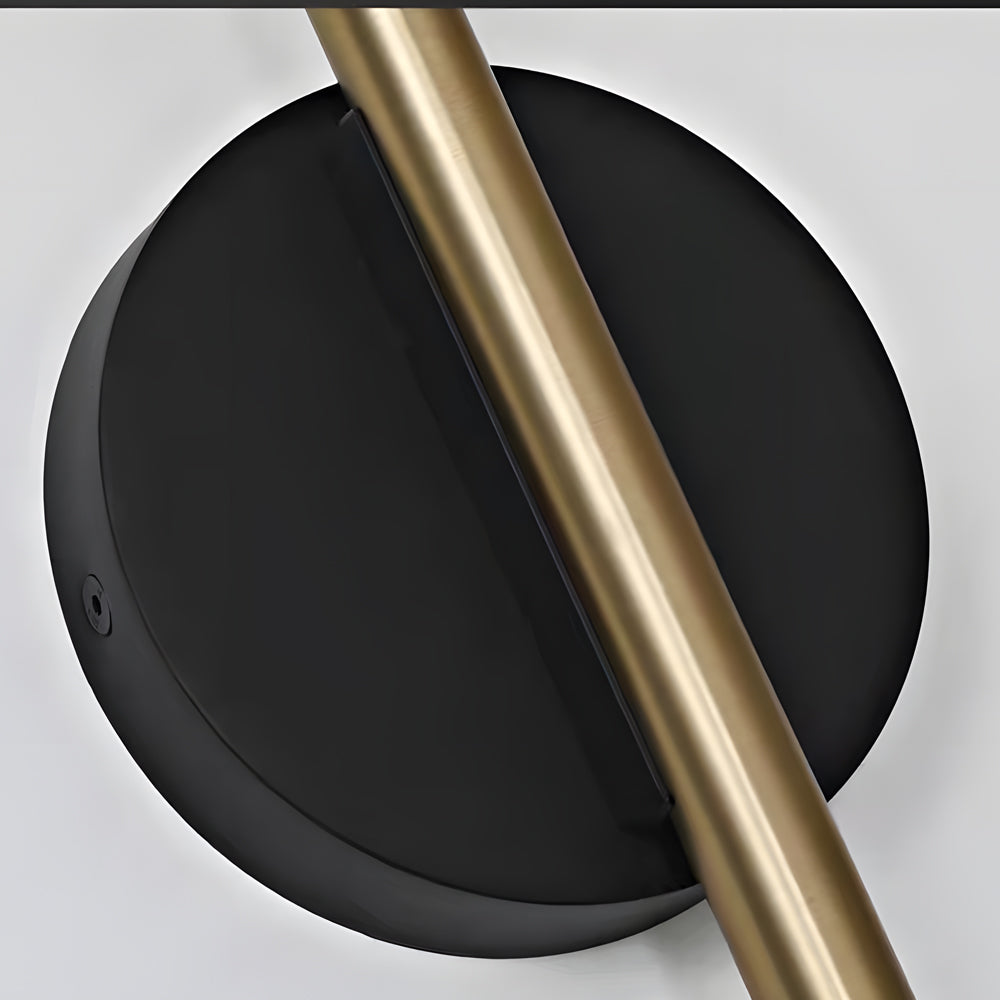 Bedside lamps for wall with a black and gold finish, illuminating a modern bedroom.