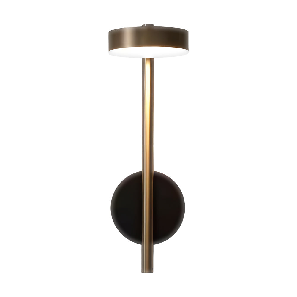 Bedside lamps for wall with a minimalist design, mounted beside framed pictures.