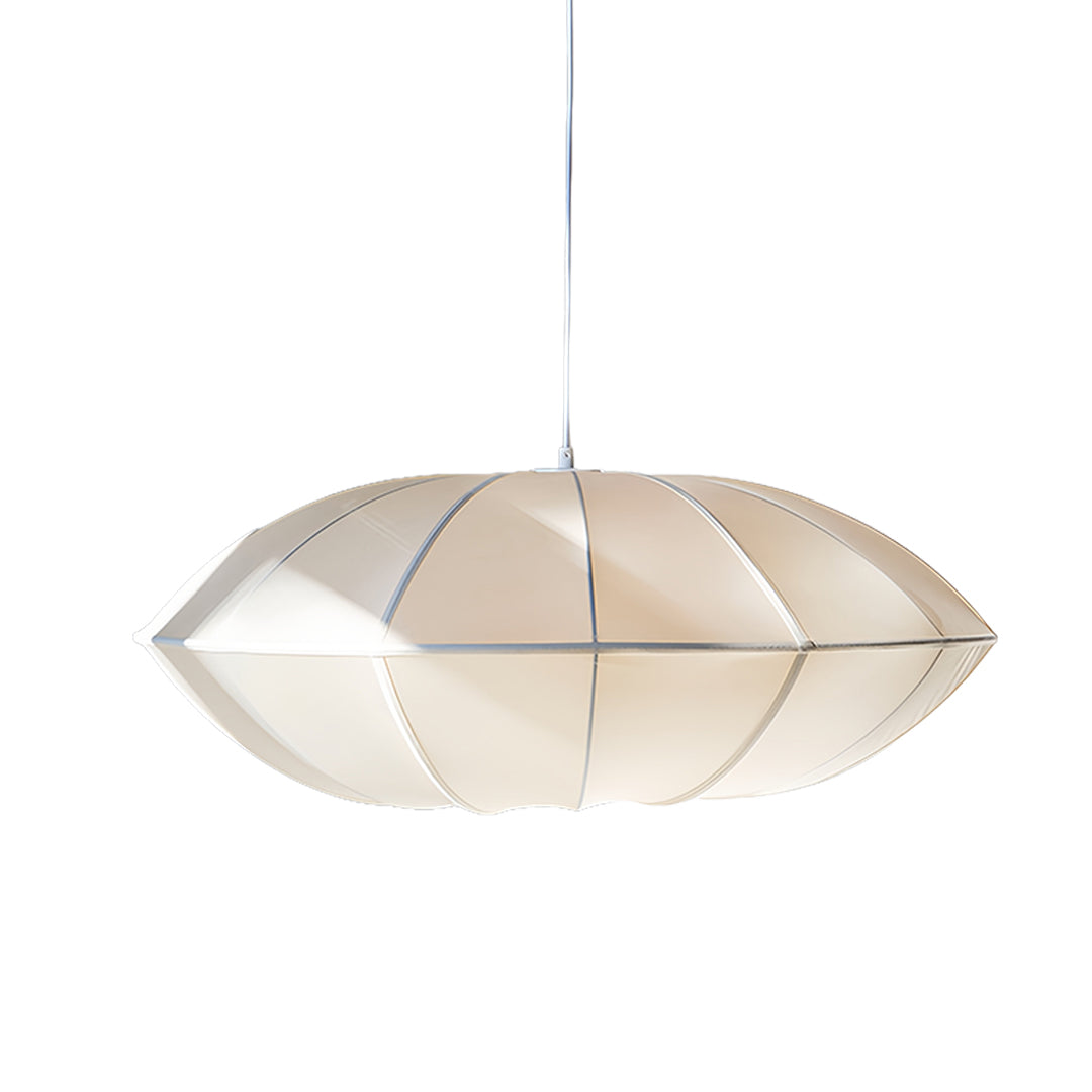 Light beige fabric shade pendant light showcasing soft illumination and minimalist design