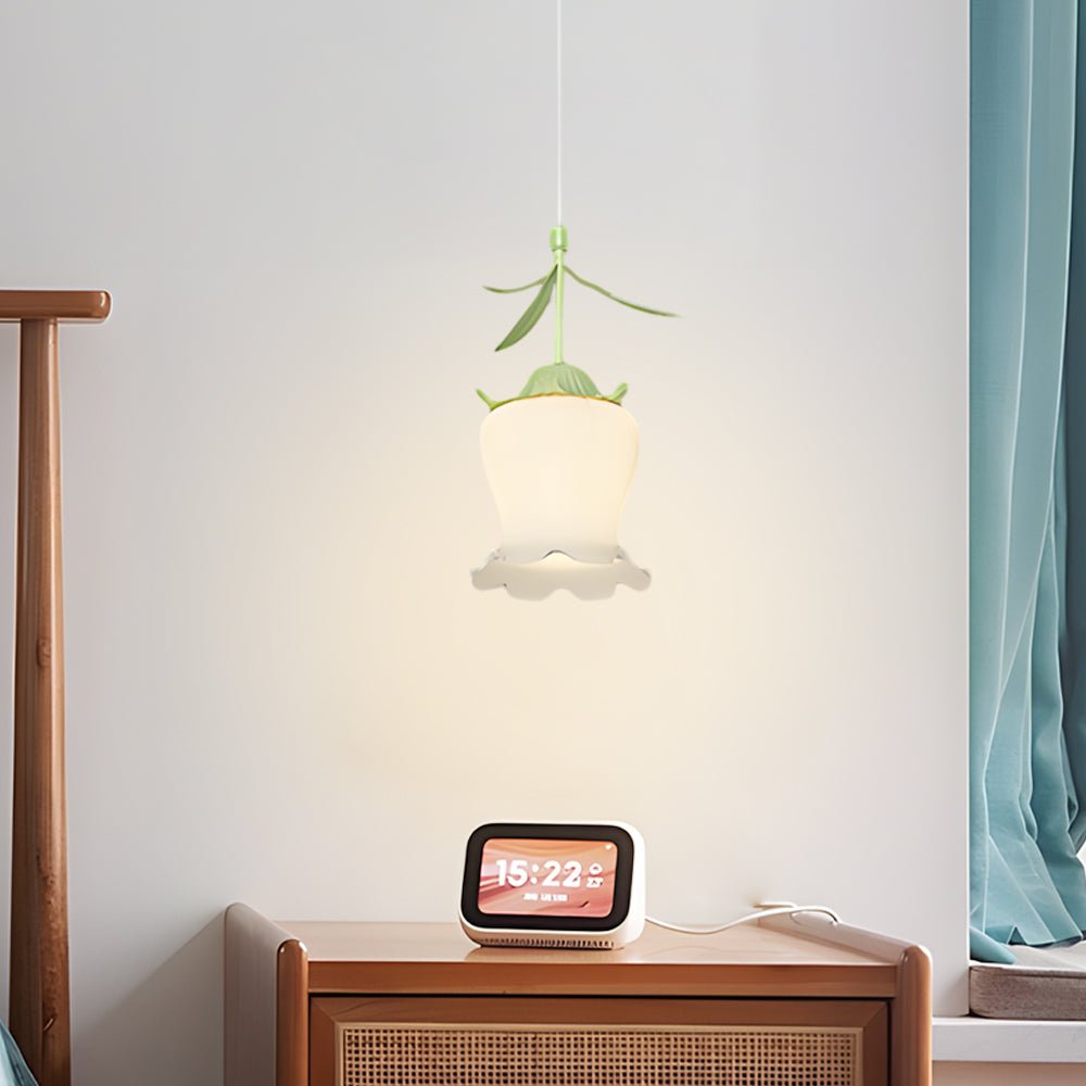 Bell Orchid Flowers Three Step Dimming Green Modern Pendant Lights Fixture
