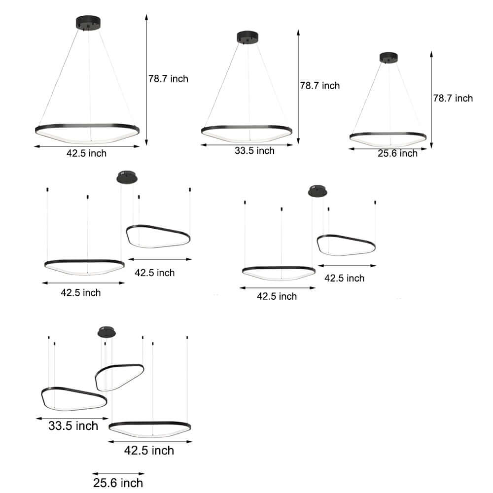 Black 1/2/3 - Light Triangle Ring Chandelier
