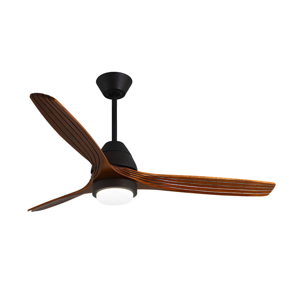 Black 52 inch ceiling fans with lights with natural wood blades for modern home interiors.