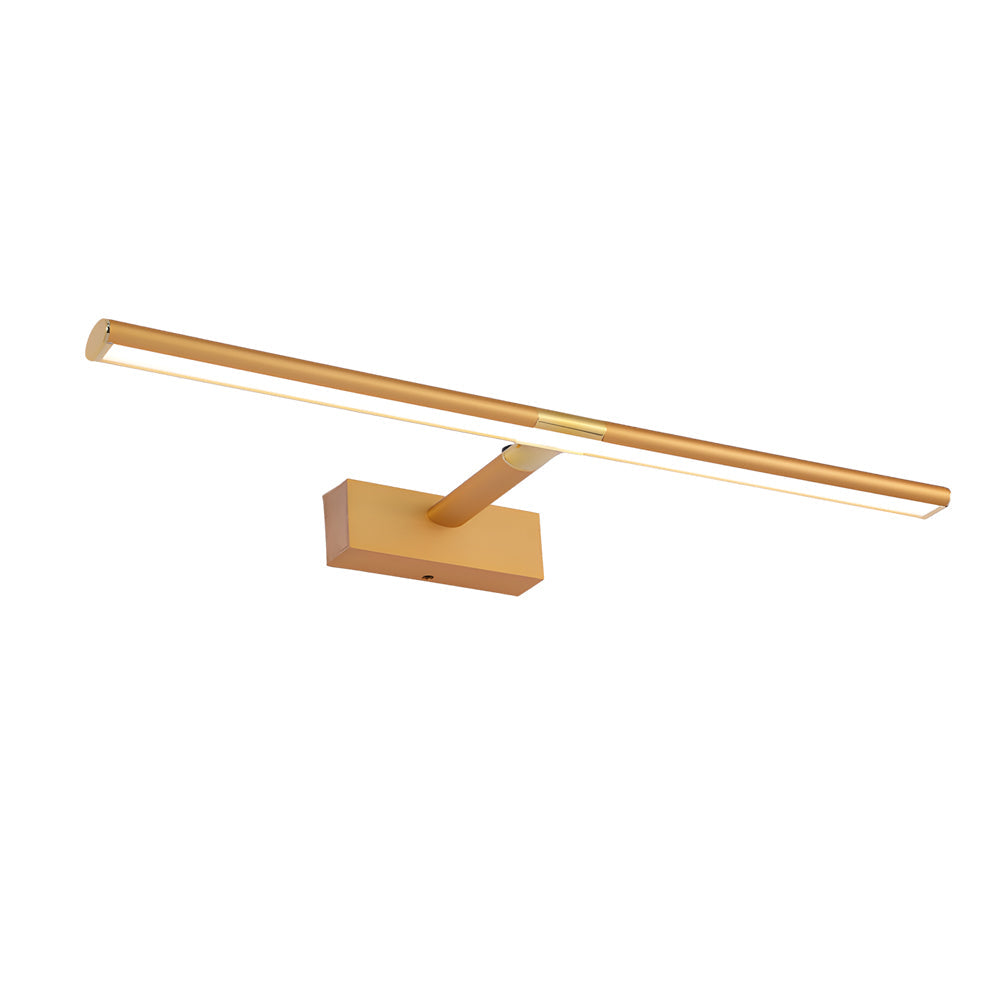 Black and gold vanity light fixture for a luxury master bathroom.