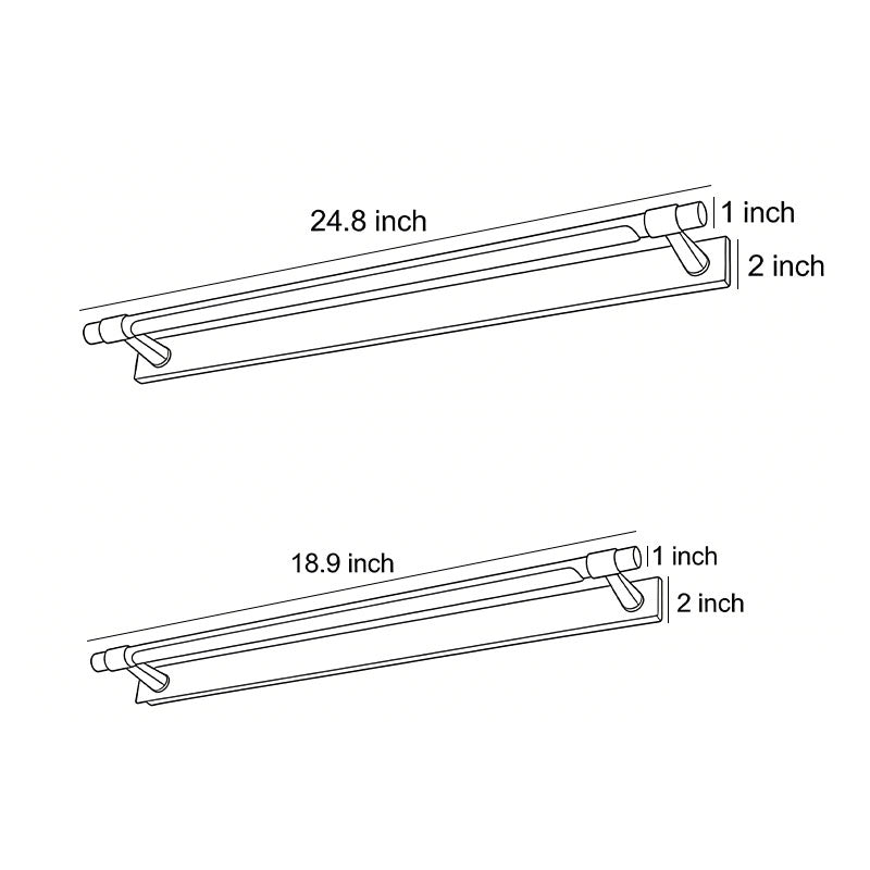 Black and gold vanity light dimensions, front view with size specifications for 18.9-inch.