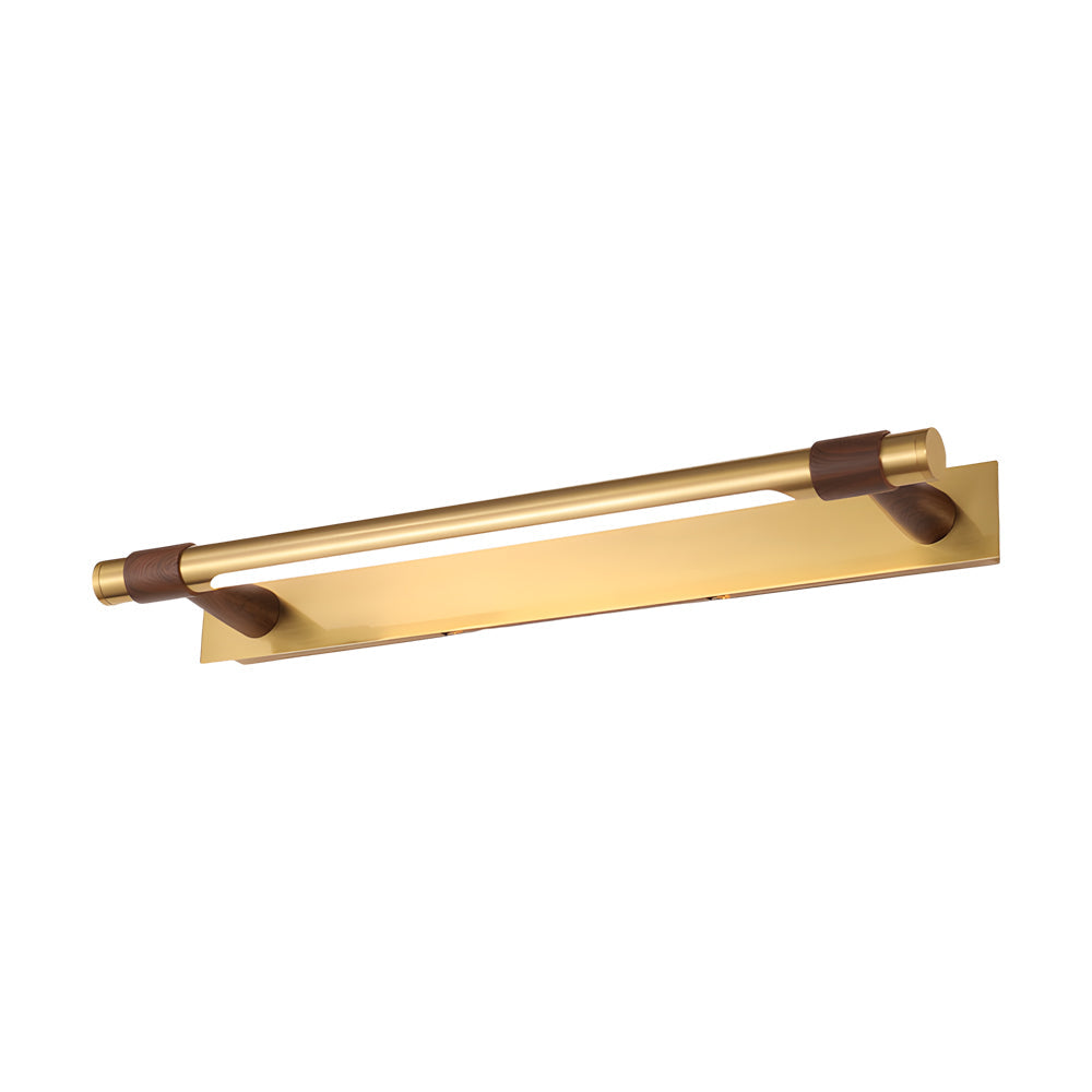Black and gold vanity light dimensions, front view with size specifications for 24.8-inch.