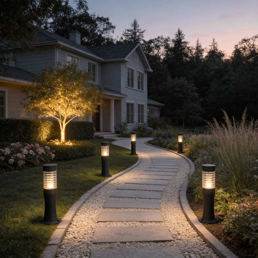 Black Bollard Garden Lights Modern Minimalist Outdoor Light