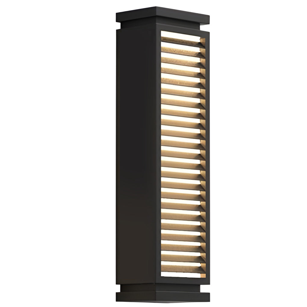 Black bollard light with square base for modern outdoor lighting.