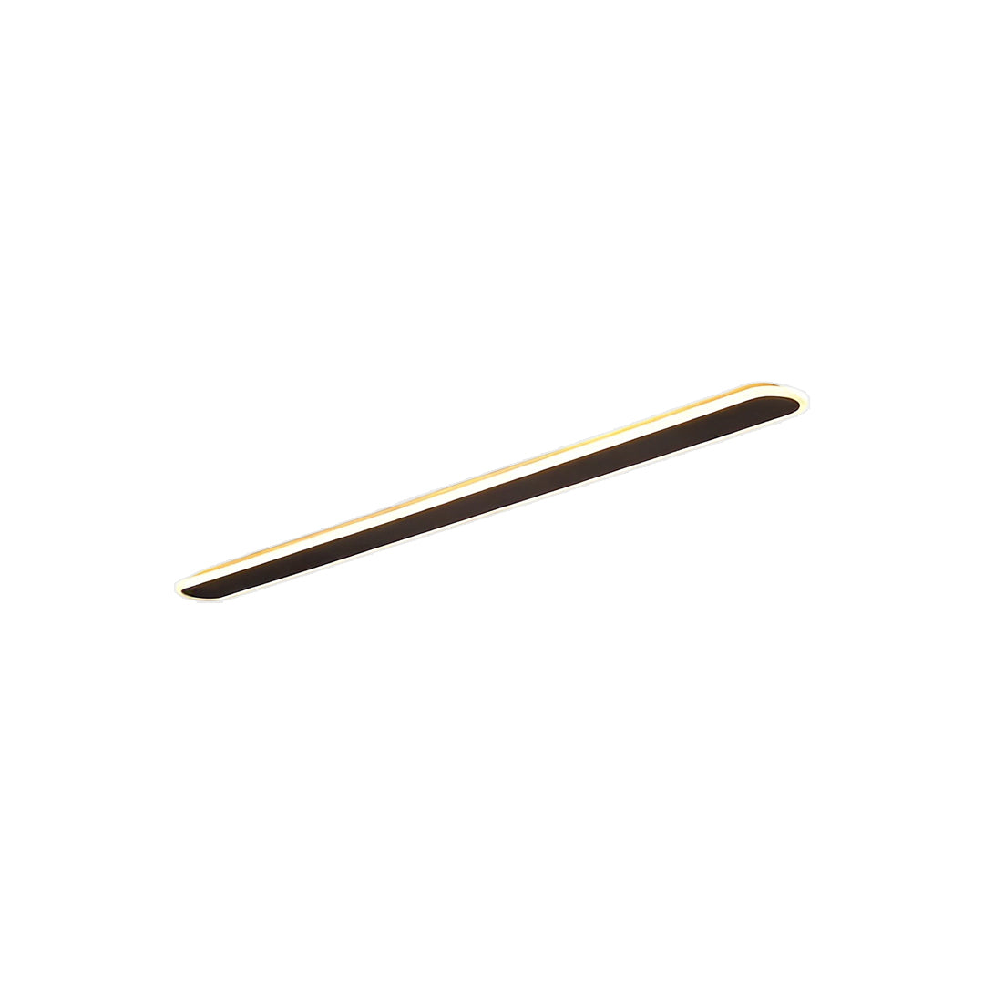 Black ceiling linear lights featuring slim elongated LED lighting for modern office spaces.