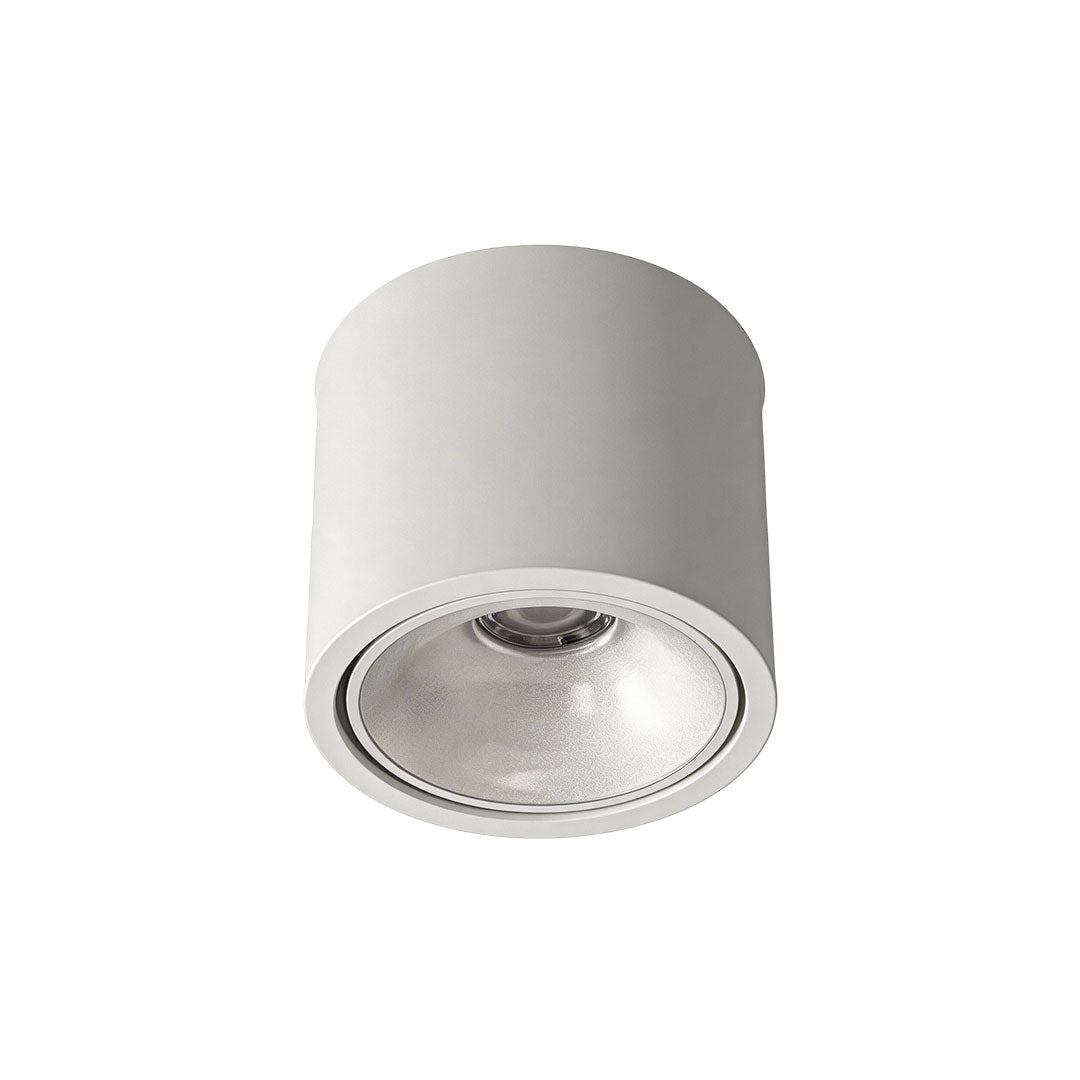 Black ceiling spotlight with sharp contrast design, providing focused light.