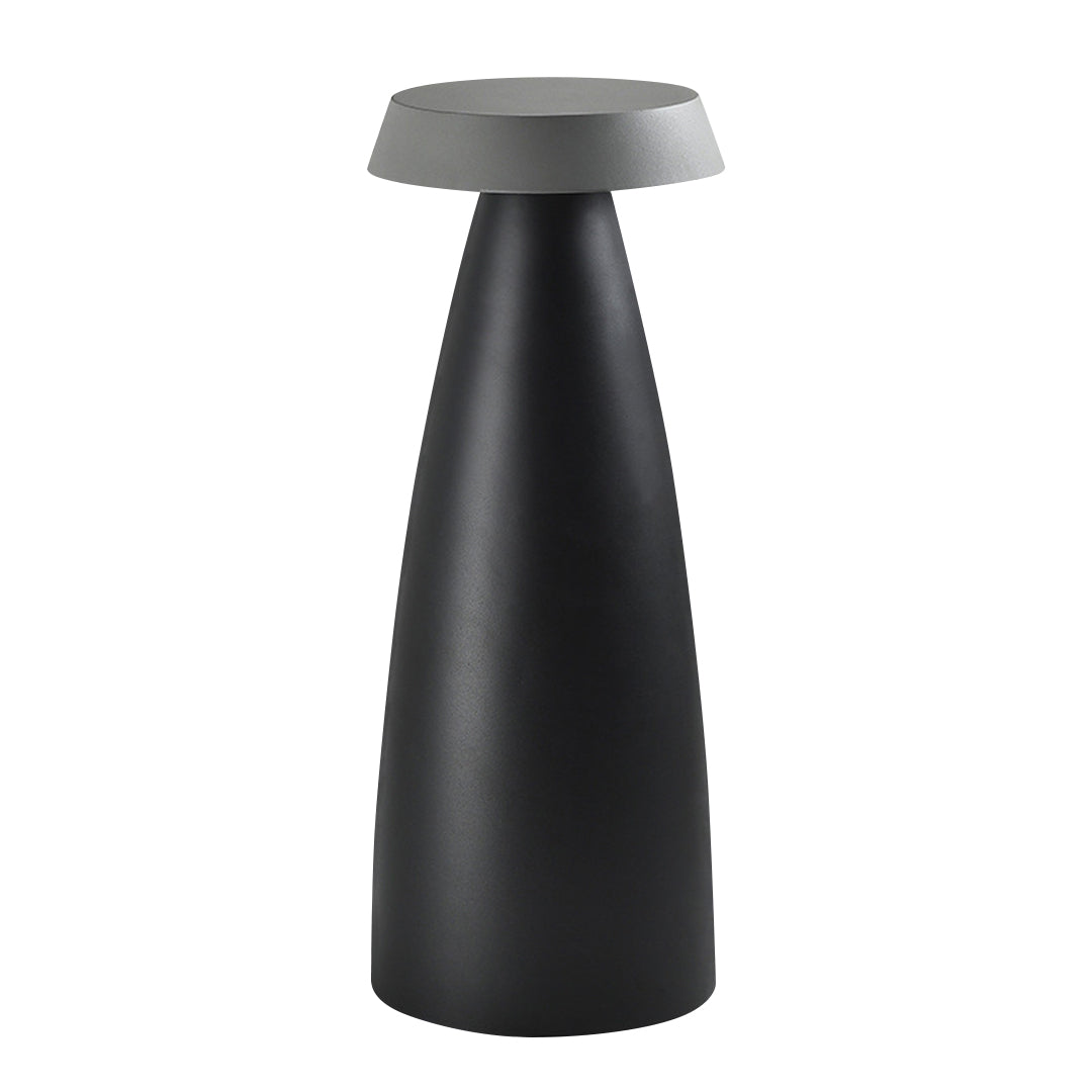 Black conical outdoor bollard light with a sleek, minimalist design and sturdy base.