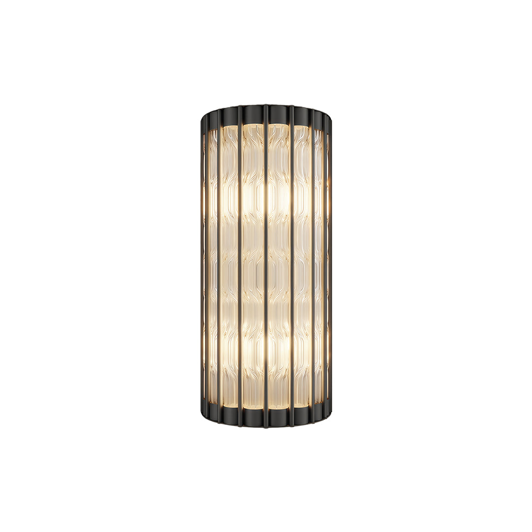 Modern luxury linear wall light inspired wall mounted hanging light in black with crystal elements.