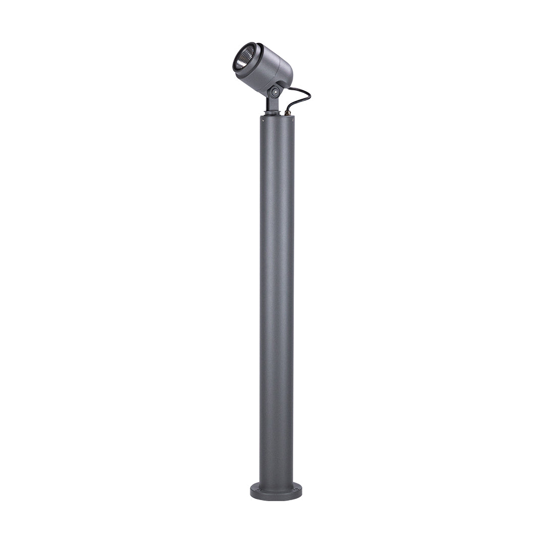 Sleek black cylindrical bollard light with contemporary design for outdoor landscape illumination