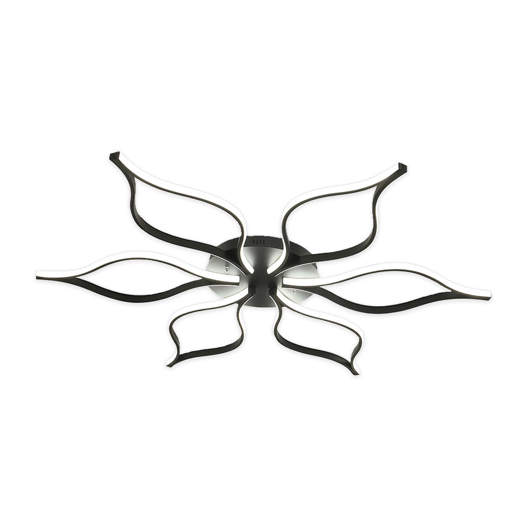 Modern luxury chandeliers style ceiling lights flush mount with black flower-shaped LED arms