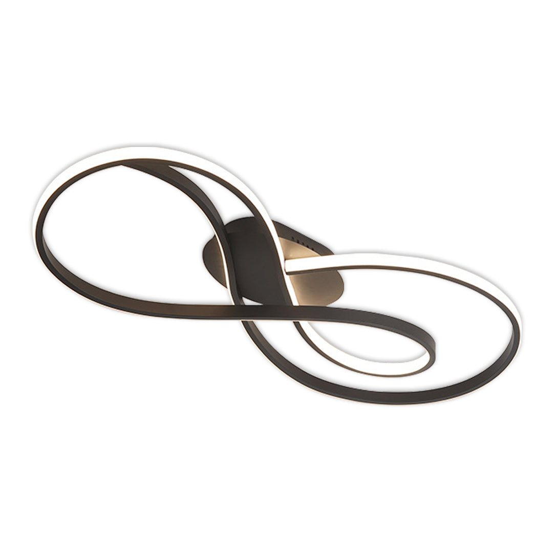 Art deco ceiling light flush mount with black and gold contrast infinity design