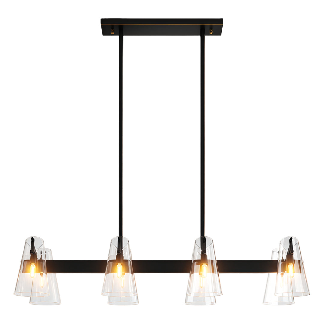 Modern luxury chandeliers style glass flush mount lighting in black with horizontal glass arrangement