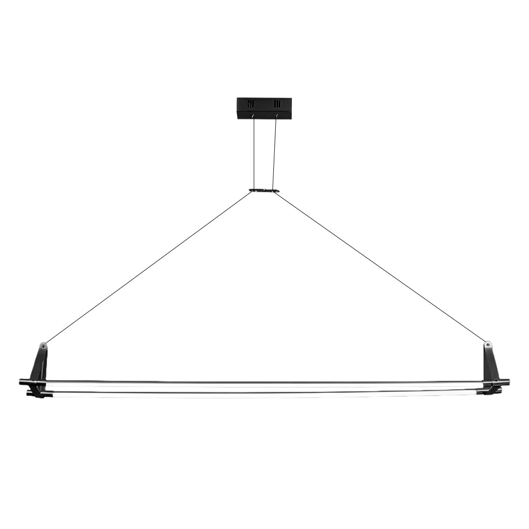 Industrial linear pendant lights with black finish and clean lines for modern workspace lighting