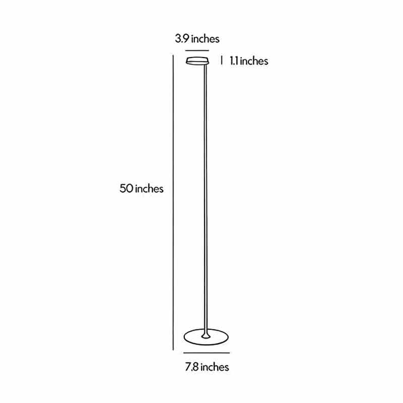 Technical diagram of black lamp floor showing dimensions and installation details.
