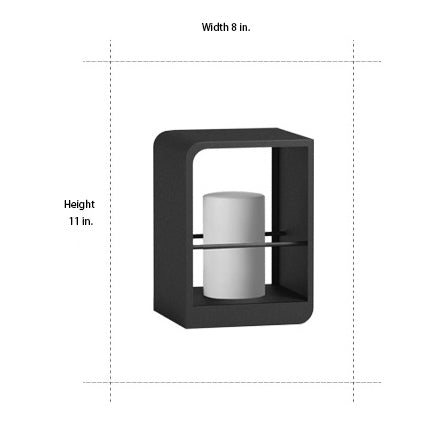 Black lantern outdoor light with dimensions, width 8 inches and height 18 inches.