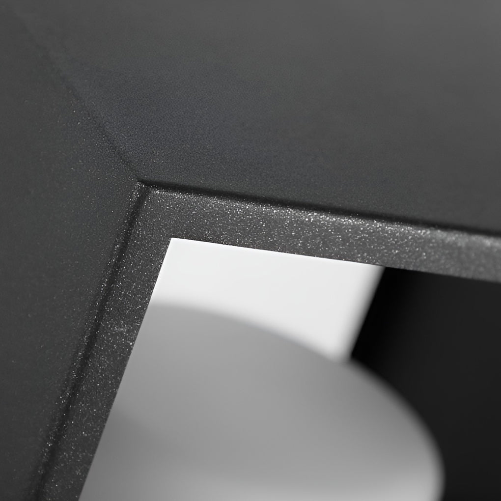 Black lantern outdoor light, showcasing the inner candle holder and modern design.