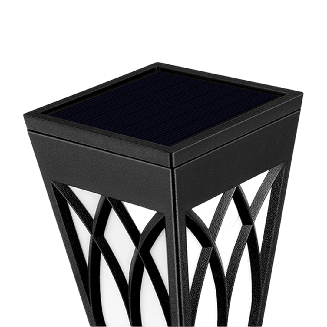 Black metal lattice design lantern head with geometric crosshatch pattern for decorative lighting