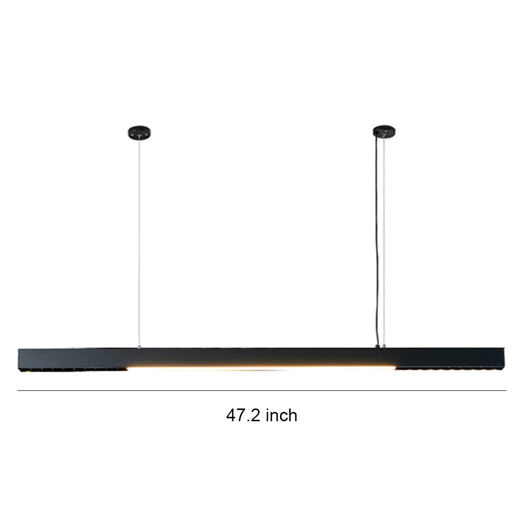 Black linear light pendant with sleek minimalist design for modern ceiling suspension