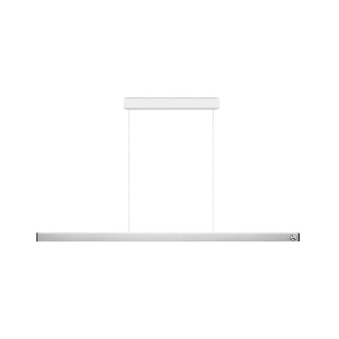 Minimal black linear suspension lighting fixtures designed for modern commercial and office interiors.