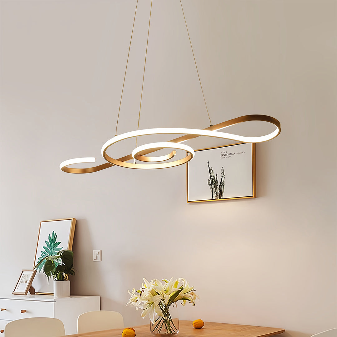 Sleek black modern chandelier with a single loop design, stylish ceiling light for contemporary interiors