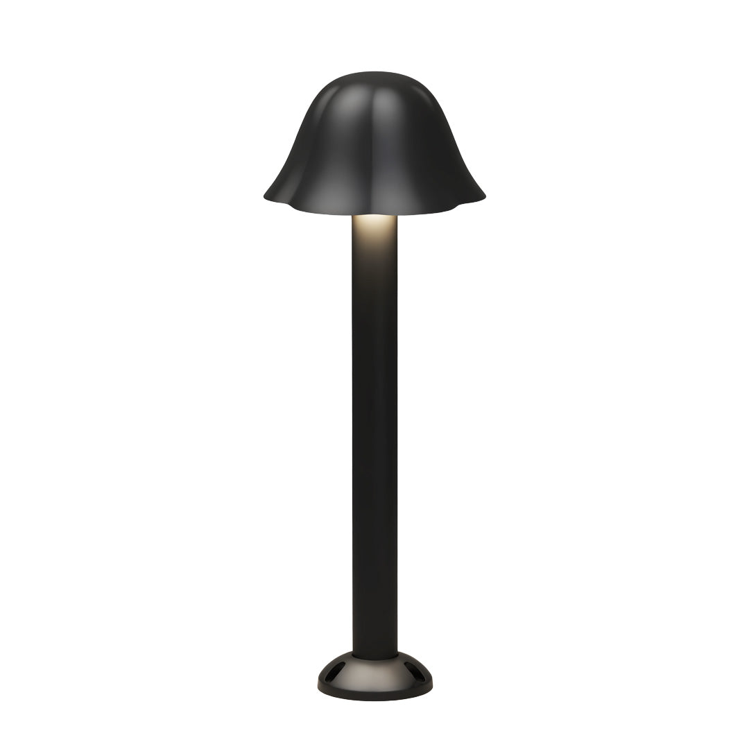Black outdoor path light with a classic dome top displayed as a standalone product image.