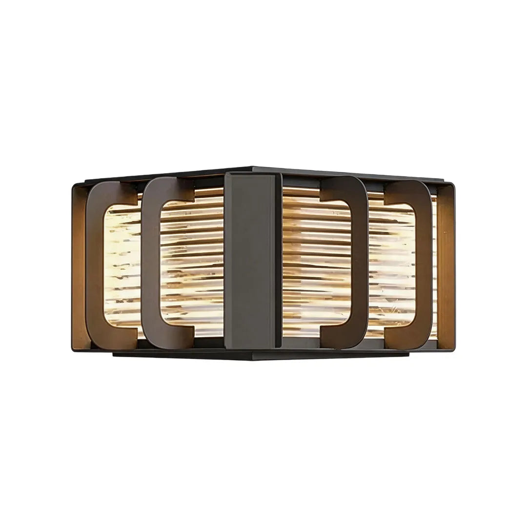 Outdoor solar pillar lights with a black metal frame and warm glowing diffuser on a white background.