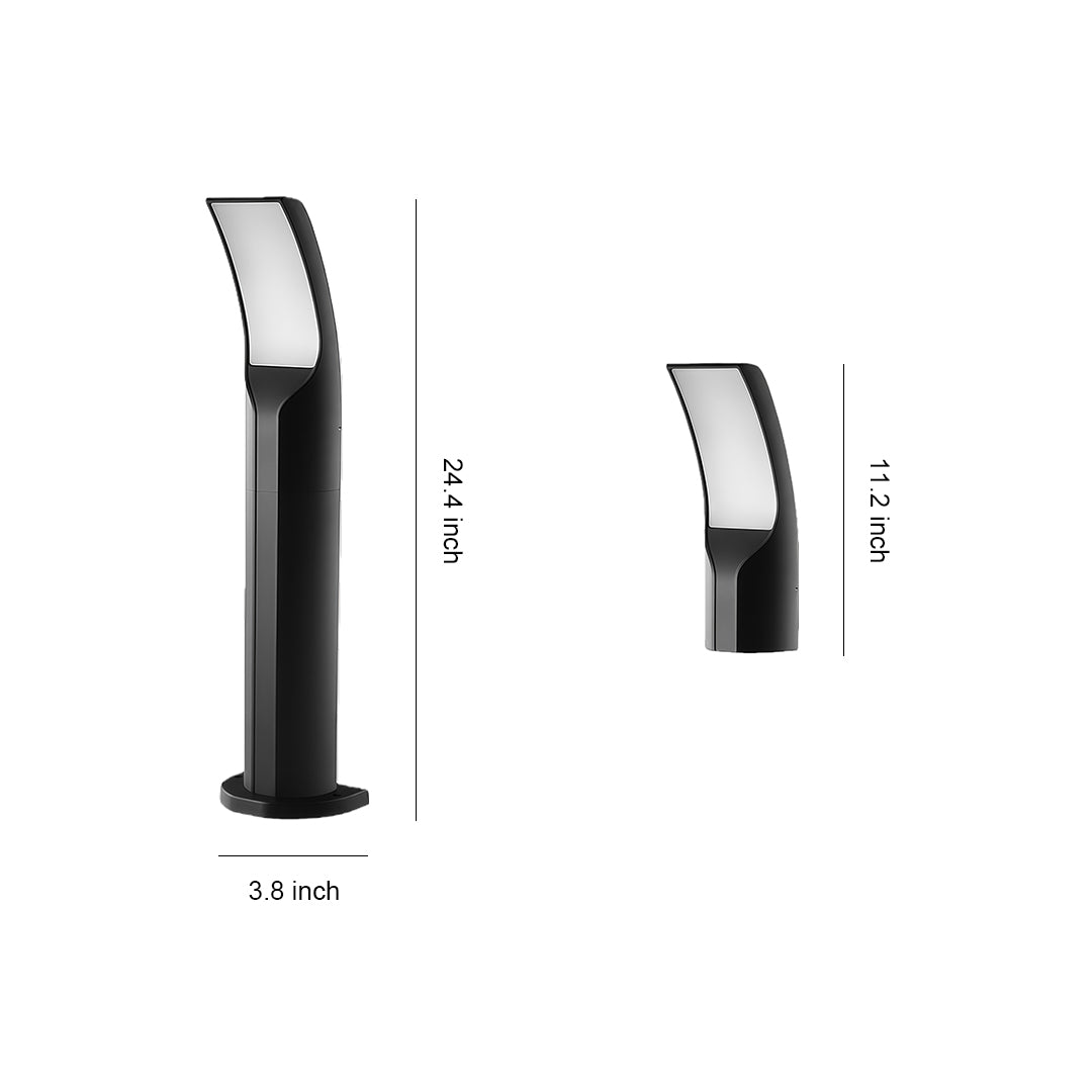 Black outdoor wall-mounted light illuminating the entrance of a modern house, creating a warm ambiance.