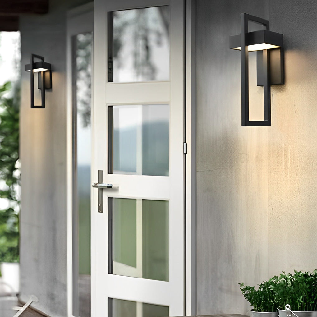 Black outdoor wall sconce modern shown on a clean white background.