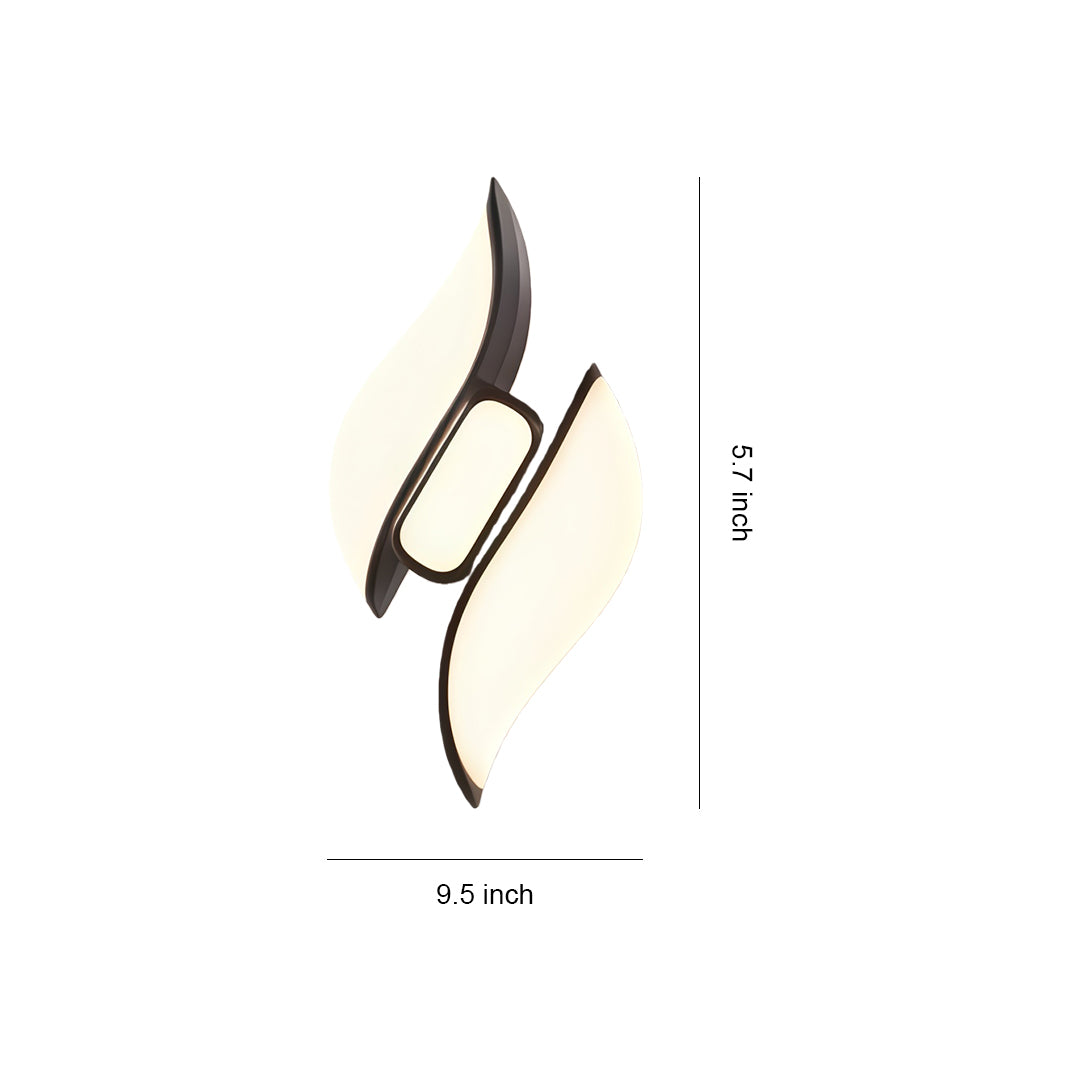 Black outdoor wall sconces with glass shade chandelier inspired design featuring modern twisted flame-shaped fixture with dimensions.