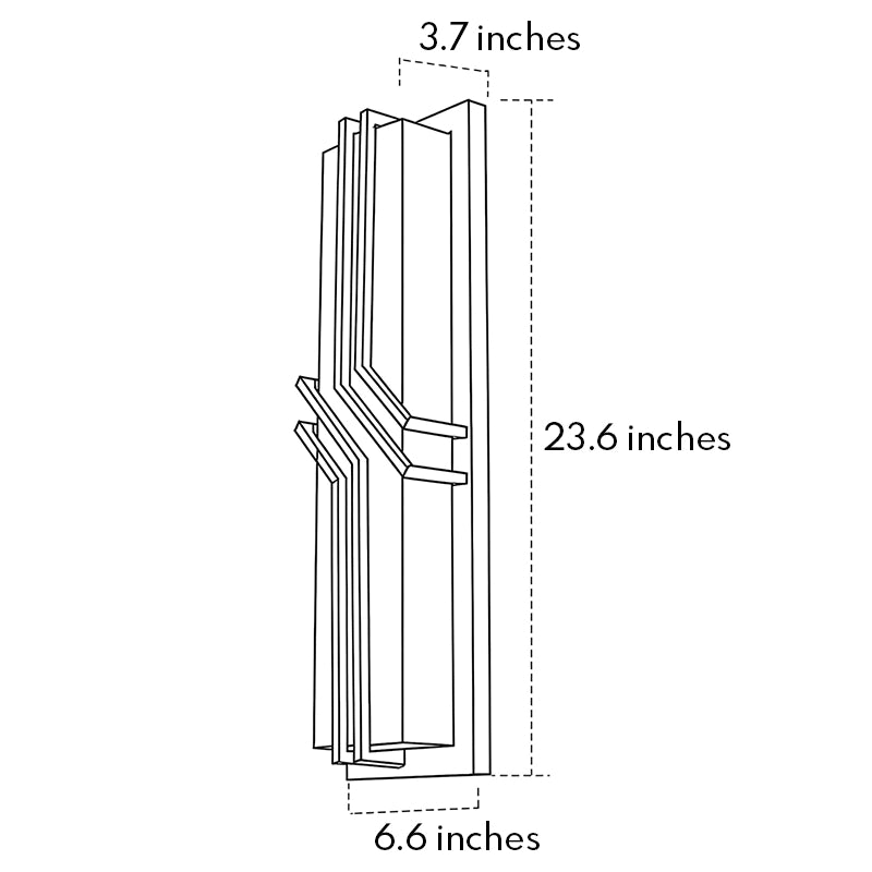 Black outside wall lights dimension guide showing two sizes of tall rectangular outdoor sconces.