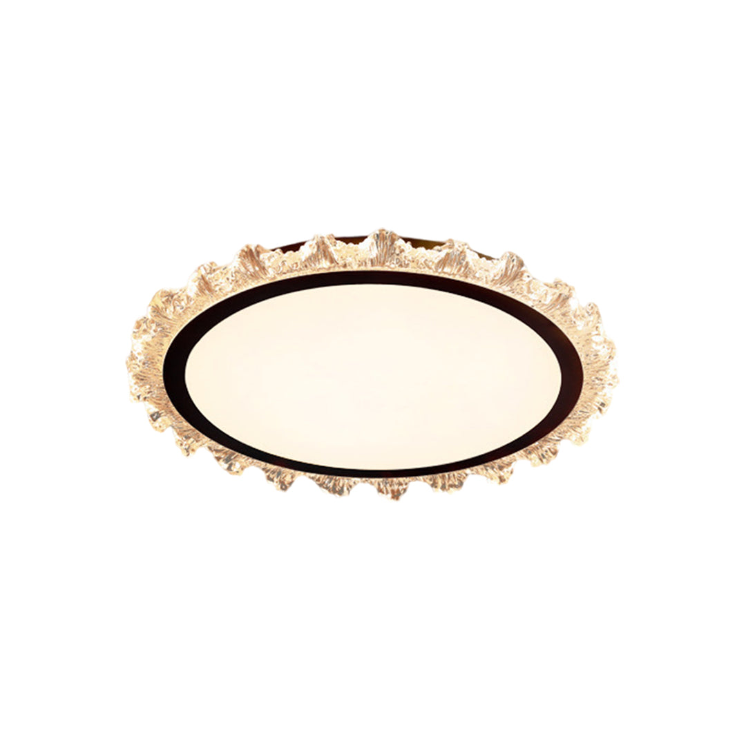 Modern black glass shade chandelier with sleek oval design and decorative border details