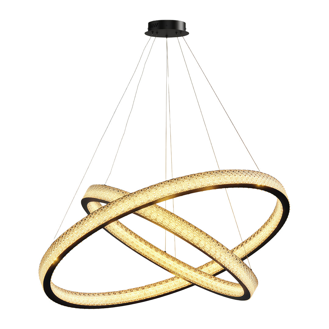 Vintage crystal chandeliers in black oxide with crossed circular crystal design