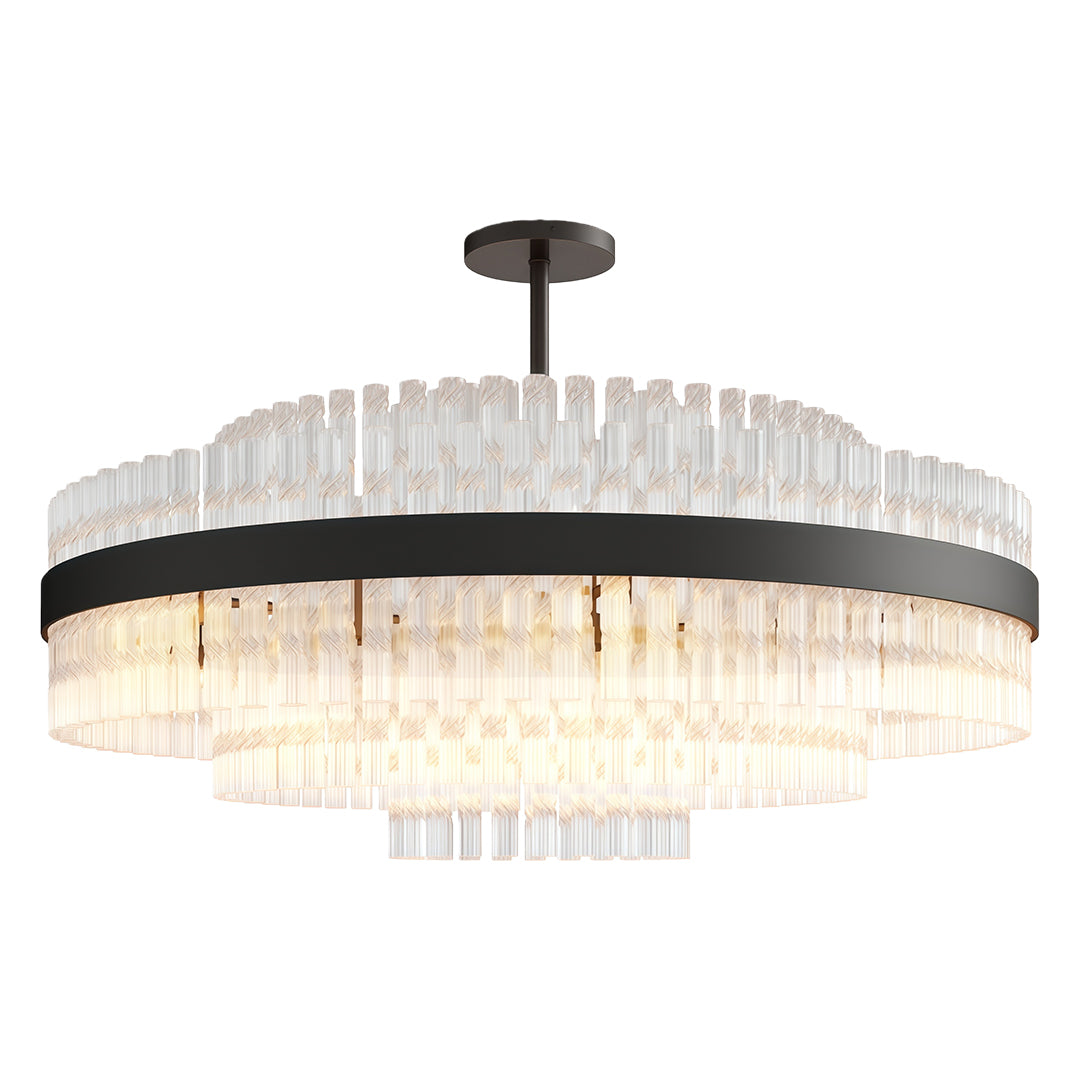 Modern luxury chandeliers with black oxide finish and uniform crystal rod pattern
