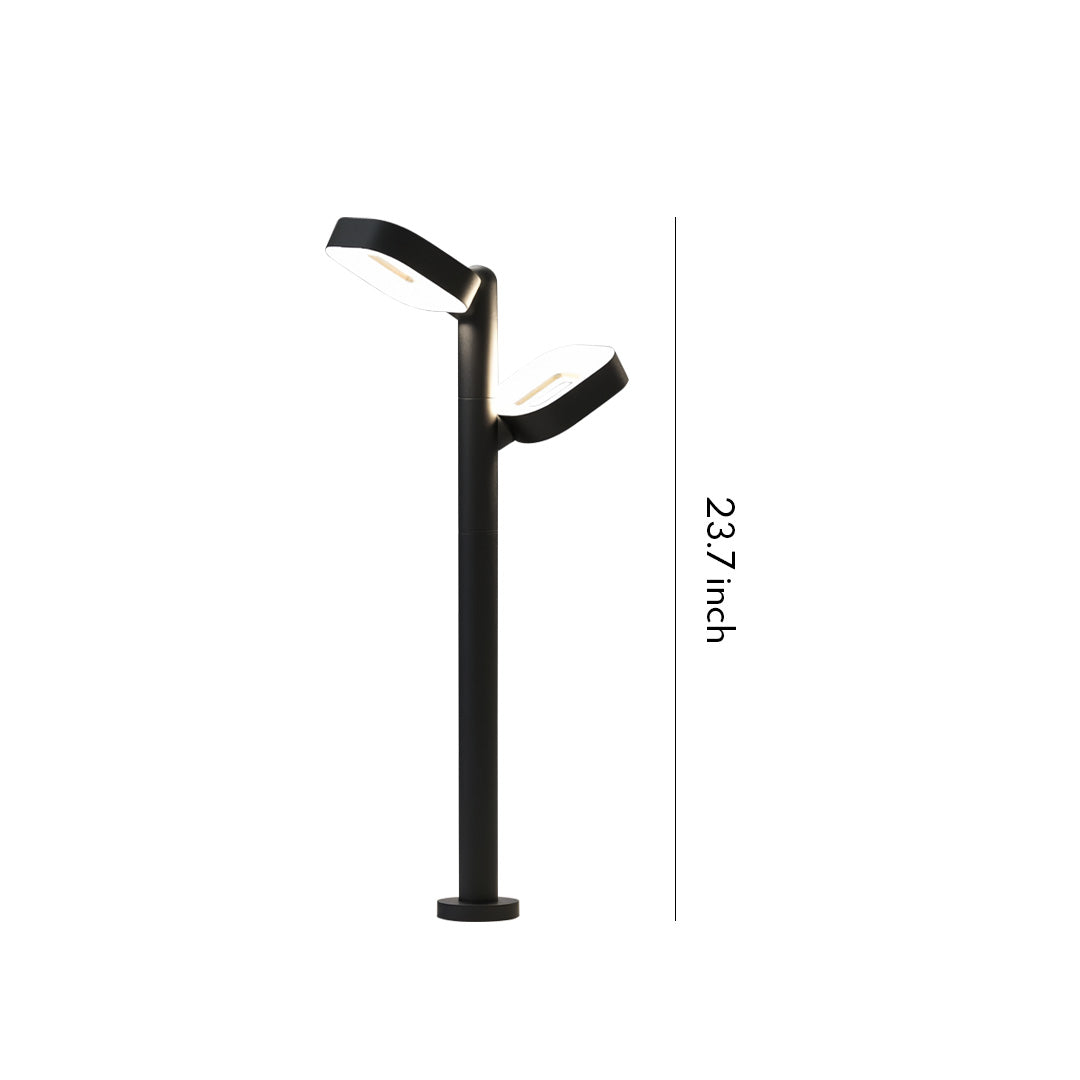 Sleek black path light with dual-head design displayed on a white background.